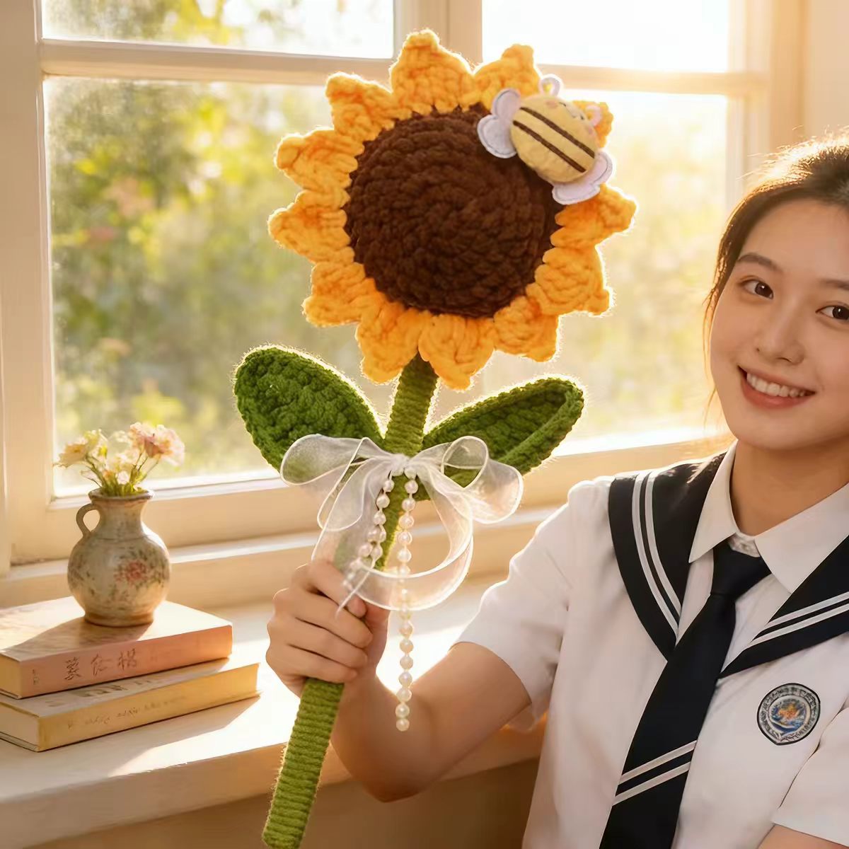 巨无霸向日葵教师节礼物送幼儿园小学老师毕业礼物成品手工毛线花