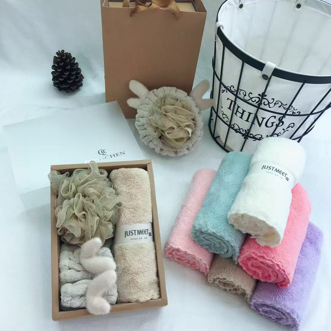 毛巾六件套（2大毛巾+2小毛巾+发帽+浴球）