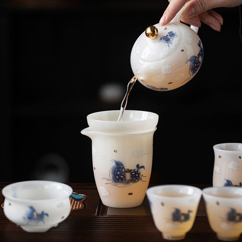 尾桥下窑冰种璞玉长风踏云功夫茶具大套装商务中秋节日会议礼品