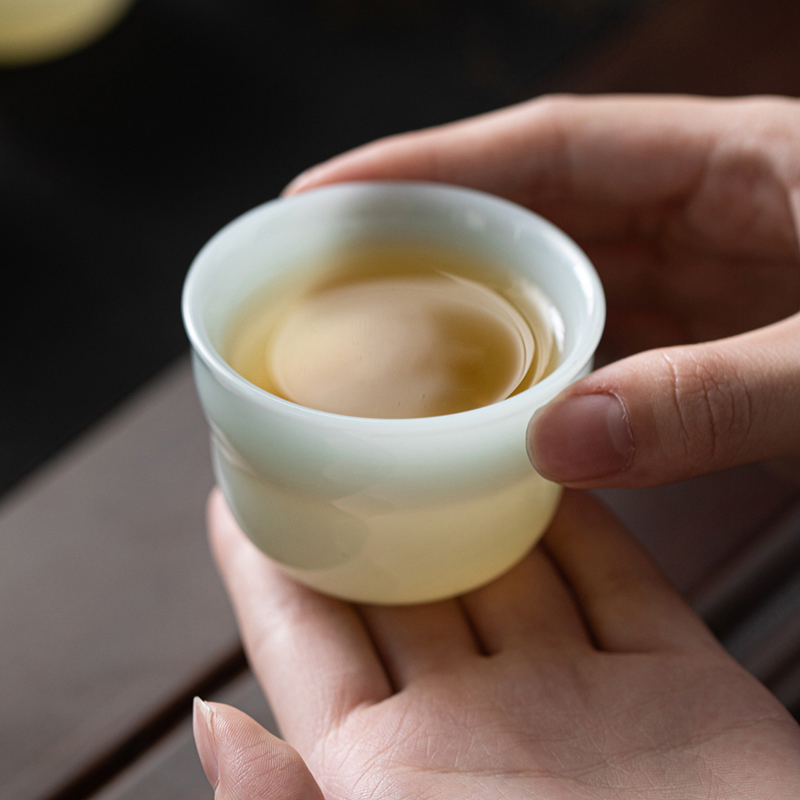 尾桥下窑冰种璞玉青玉瓷福禄满堂提梁壶茶具套装商务礼中秋伴手礼